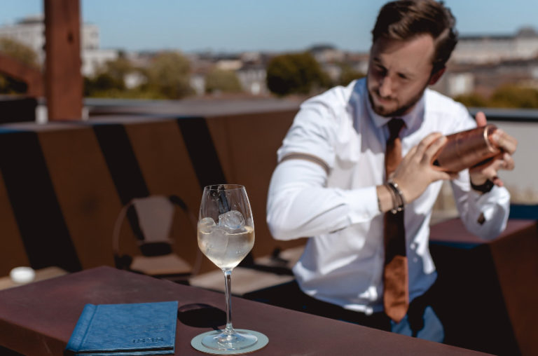 In the summer, the bartenders open the rooftop